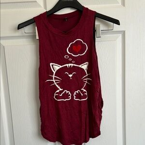 ‼️free with purchase‼️Super Soft Burgundy Muscle Tee with Cat Graphic